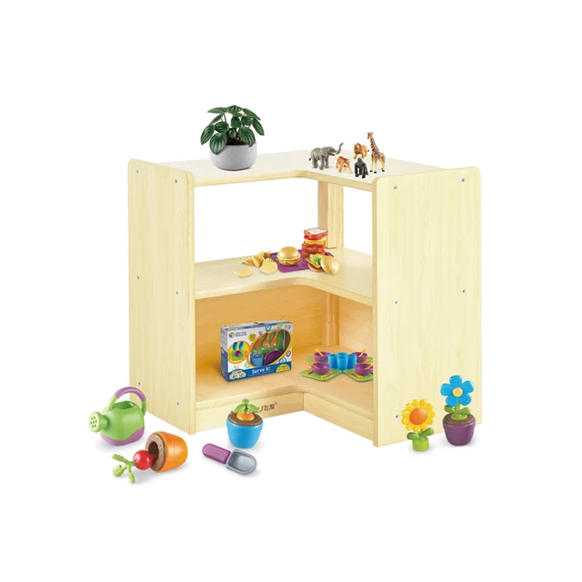 Corner cabinet wooden kindergarten furniture High quality baby storage cabinet with compartments