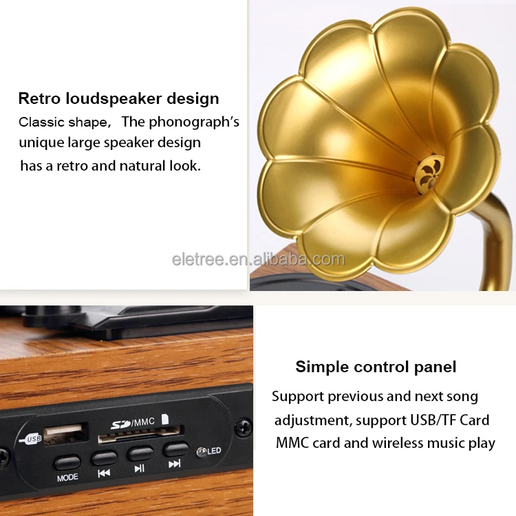 China Multifunctional Usb Musical Instruments Gramophone Vinyl Record Player New Gramophone for Sale