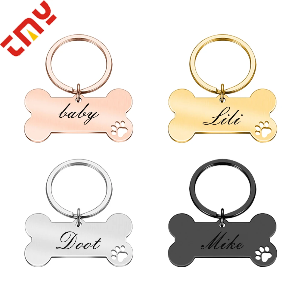 Wholesale Custom Logo Blank Metal Bone Shaped Gold Stainless Steel Pet ...