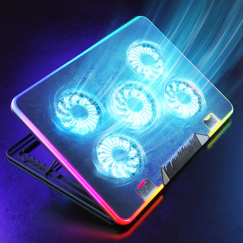 Охлаждающая подставка RGB для ноутбука с 5 вентиляторами эргономичный комфортный кулер легкая Подставка-кулер