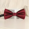 Dark red bow tie with fine lines