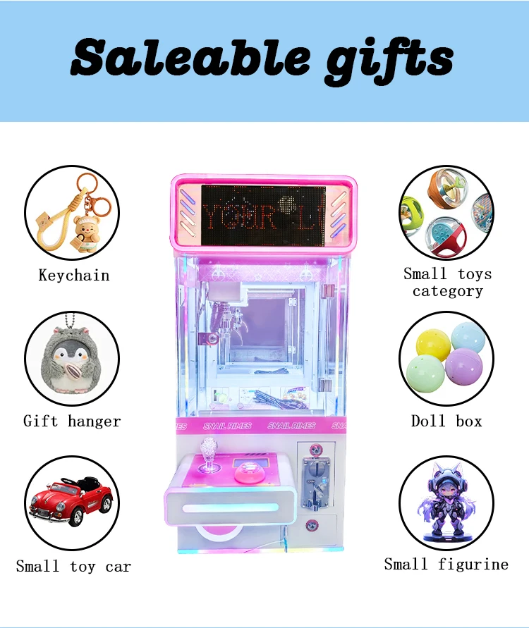 Funpark Doll Crane Machine Toy Catcher Plush Grabbing Coin Operated Games Small Mini Claw Machine Catch Doll Machine manufacture