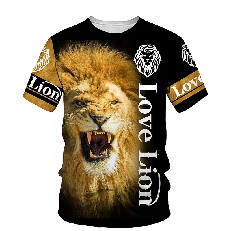 Shop the Lion King 3D Print Men T-Shirt - Summer New O Neck