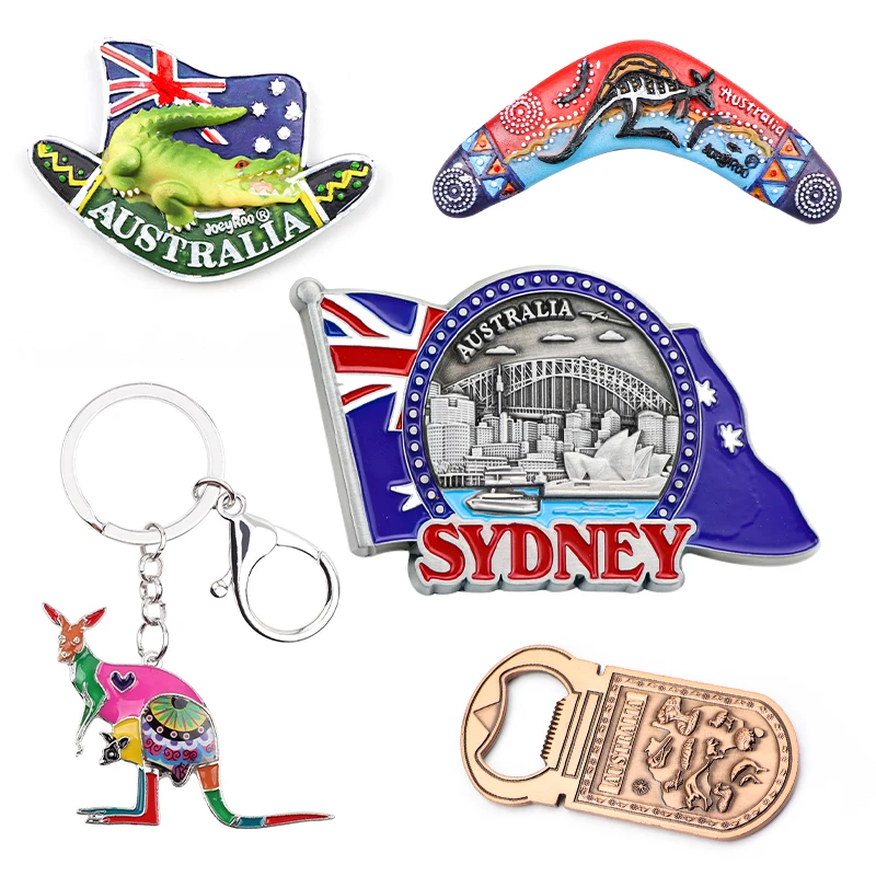 Factory Custom Design Australia Sydney Tourist Souvenirs Metal Resin Bottle Opener Fridge Magnet Keychain