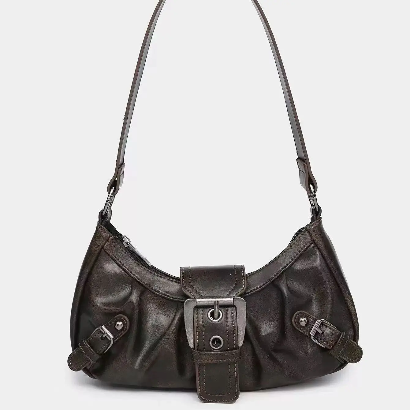 archive MINELLI Leather 2way Bag Y2K 2025 Retro Y2K Grunge Women