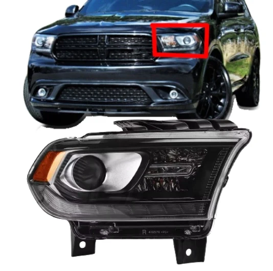 car Headlight Day Time Running Black Housing Halogen Headlamp For Dodge Durango 2014 2015 2016 2017 2018 2019 2020