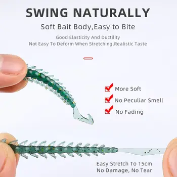 CHEERY Plastic Soft Roll Tail Midwater Bait Worm Lures 6g 110mm Threaded for Trout Bass Saltwater River Float Fishing Hooks – Soft Lure – view 3