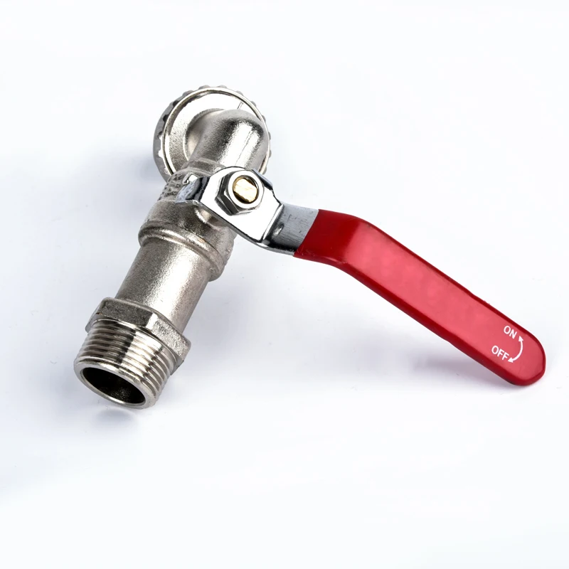 Brass Garden Hose Bib Tap Red Handle for Pipe or Washing Machine ...