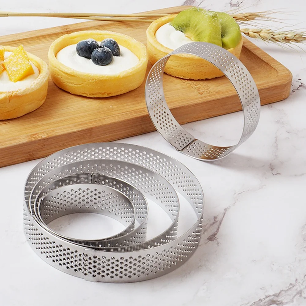 Perforated Tart Ring Custom Cake Mousse Pastry Dessert Ring Mold Nonstick 304 Stainless Steel Bakeware Cake Tart Ring for Baking