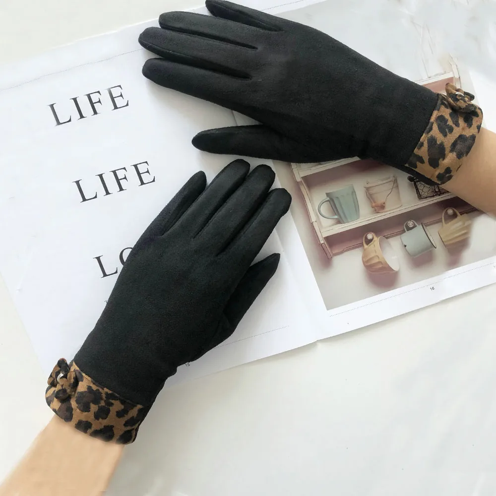 Оптовая продажа женские стильные зимние ветрозащитные бархатные тканевые перчатки для вождения велосипеда