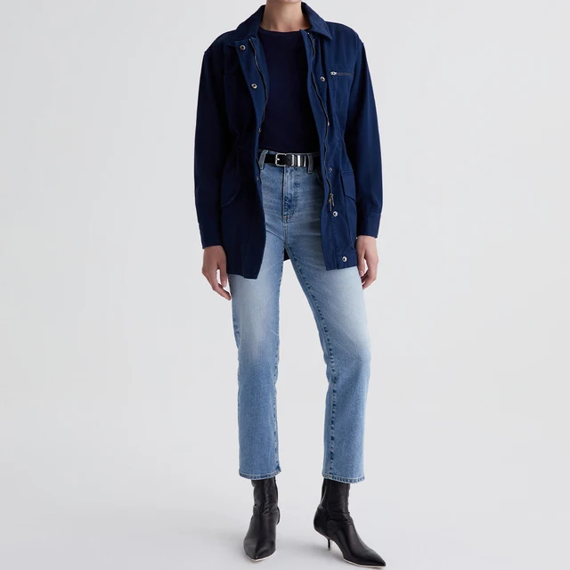 Women's High-Rise Straight Jeans 11oz Denim Eco-Friendly Vintage Wash Breathable Tassel Waist Embroidery Wholesale OEM Retail