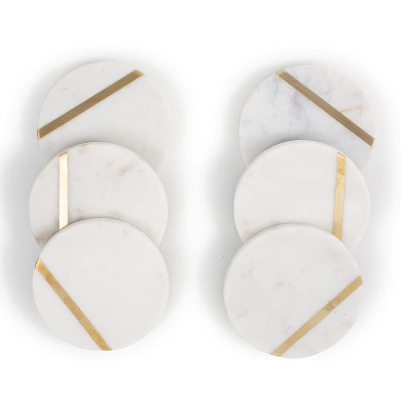 White Marble Round Coasters, Set Of 4 - Be Home B2B Site - View #7
