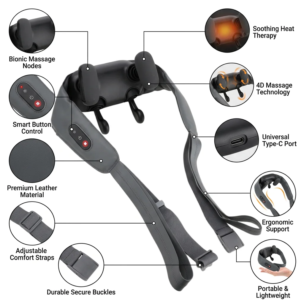 Factory Wholesale New Product 3D Shiatsu Neck and Shoulder Massage Machine with Kneading Technology