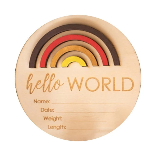 Wooden Rainbow Milestone Cards Growth Commemorate Baby Birth Monthly ...