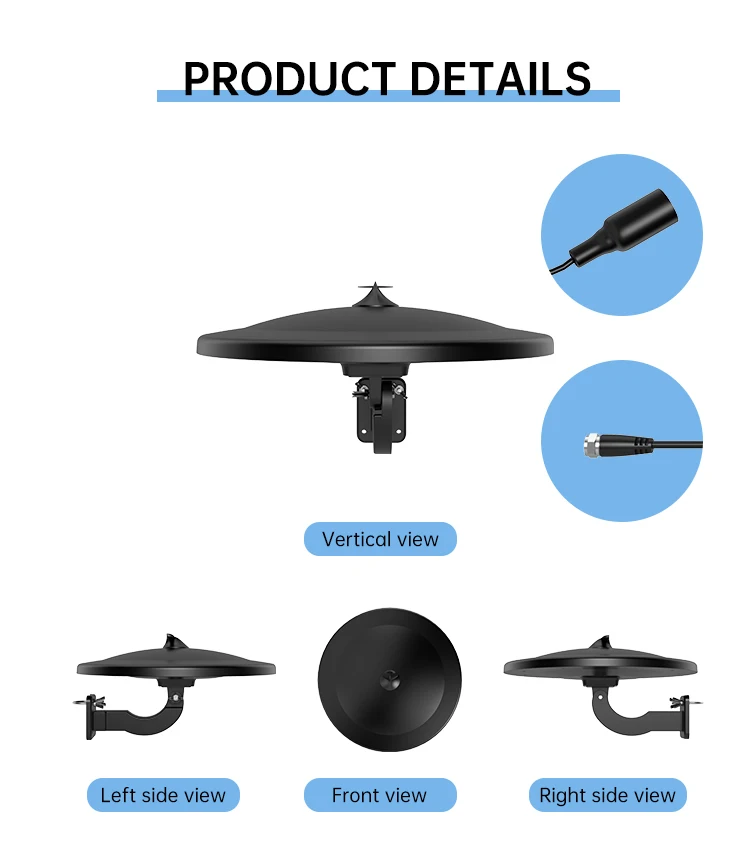 150 Mile Range 360° Omni-Directional Amplified TV Antenna - HD Digital, 4K Ready, 40ft Cable