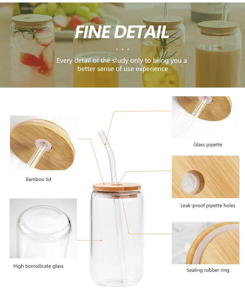 Glass Bamboo Lid Straw Mug Office Drink Shop Straw Coffee Mugs Buy