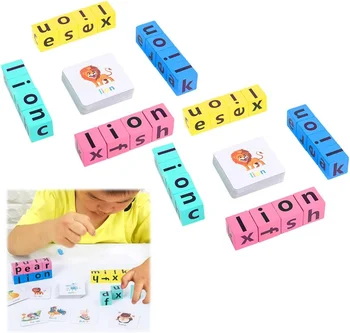 26 Letters Wooden Montessori Alphabet Puzzle Spelling English Words ...