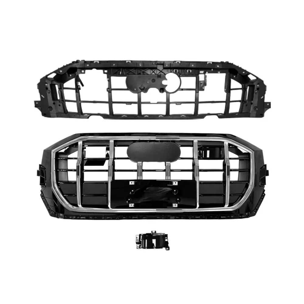 KEBEL Front Grille za Q8 2019-2023 Nadogradnja na RSQ8 2019-2023 Mat Black Frame/Silver Strip OEM Style Aftermarket Parts