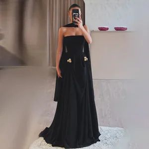 ZYHT 70113 Tube Top Chiffon Summer Long Party Dress Elegant New Sexy Strapless Black Tie Event Maxi Evening Dresses for Women
