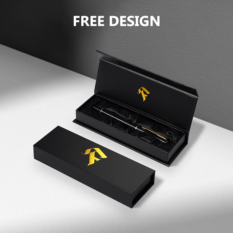 Kotak Kertas Hadiah Rigid Penutup Magnetik Hitam Kustom dengan Bantalan Busa Kustom & Pencetakan Logo untuk Kosmetik dan Parfum