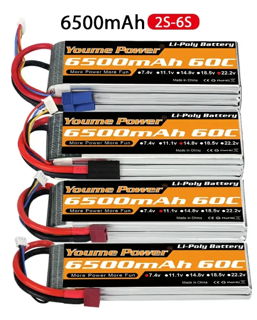  6500mah 2s 3s 4s 6s 7.4v 11.1v 14.8v 22.2v with T/XT60/TRX/XT90/EC5 plugs for FPV