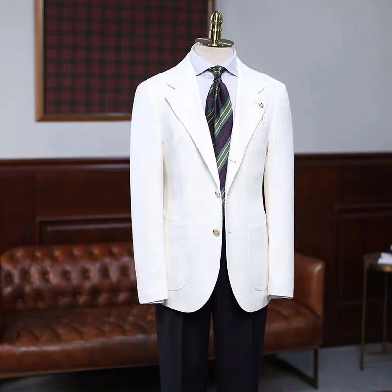 MTM Made to Measure Customized Handmade Custom Casual Slim Fit White Plus Size Groom Wedding Coat Pant Men Suit