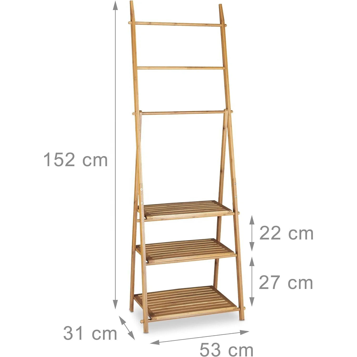 Bamboo Ladder Towel Rack with Storage Shelf 6-Tier Bathroom Ladder Towel Rack Bamboo Drying Stand | Homex_BSCI Factory