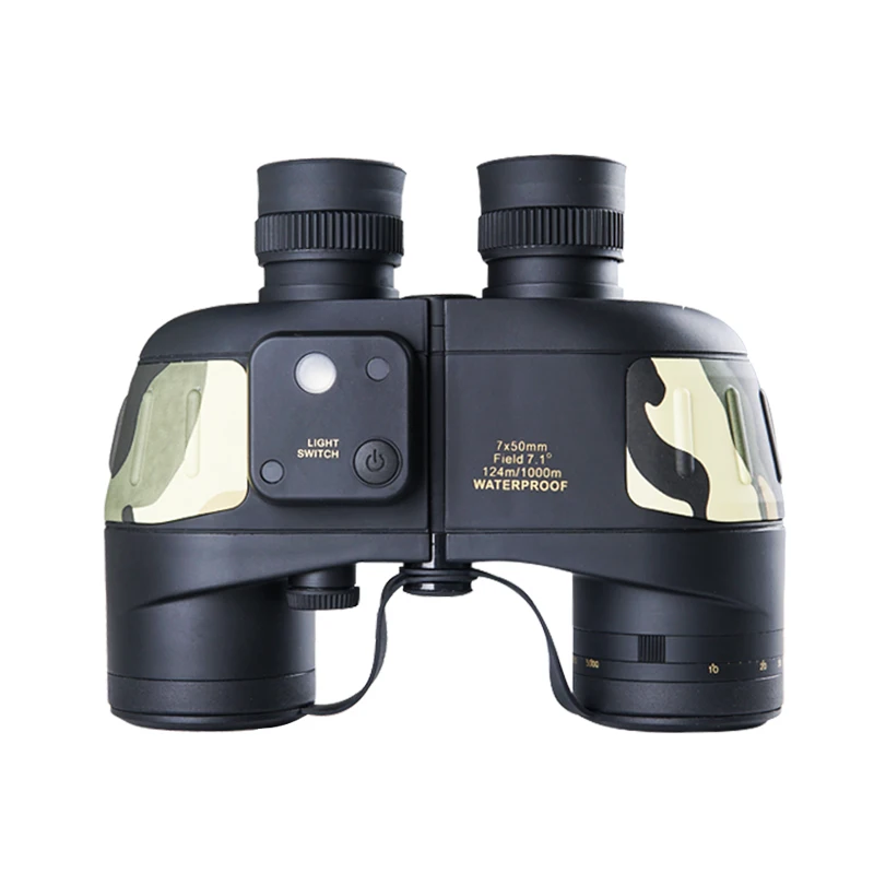 Professional 7X50 High Quality BAK4 Prism Binoculars with Compass Waterproof Binoculars Telescope HD for Travelling