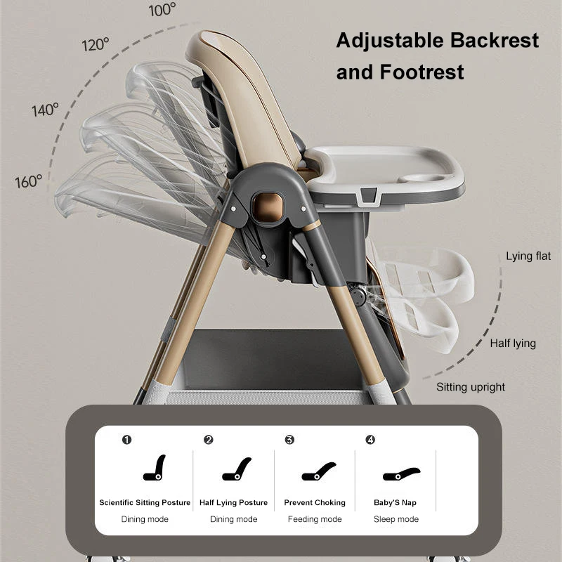 Multifunction  Double Dining Table Feeding Baby High Chair Food Chair Adjustable  Highchair Food Catcher for Baby