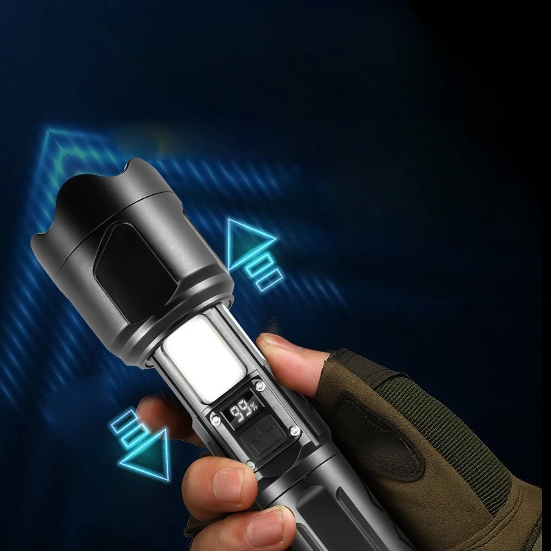 Factory Price Outdoor Strong Light Flashlight Camping Lighting Telescopic Rechargeable Long Life LED Powerful Flashlights
