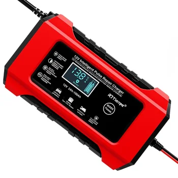 Lead acid Pulse Repair Battery Charger 12V 6A motorcycle car battery charger temperature control compensation 12V charger LCD
