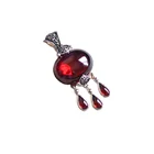 Real Pure 925 Silver Pendant For Women With Natural Garnet Stones Water Drop Vintage Crystal Pendant Bisuteria