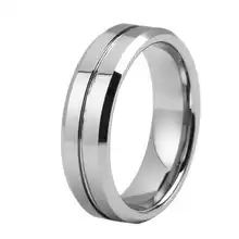 Elegant 7mm Mirror Polish Groove Ring Tungsten Steel Wedding Titanium Ring for Engagement Gift Party