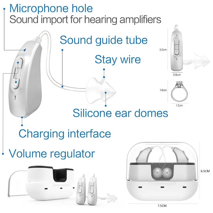 rechargeable BTE hearing aid close-up