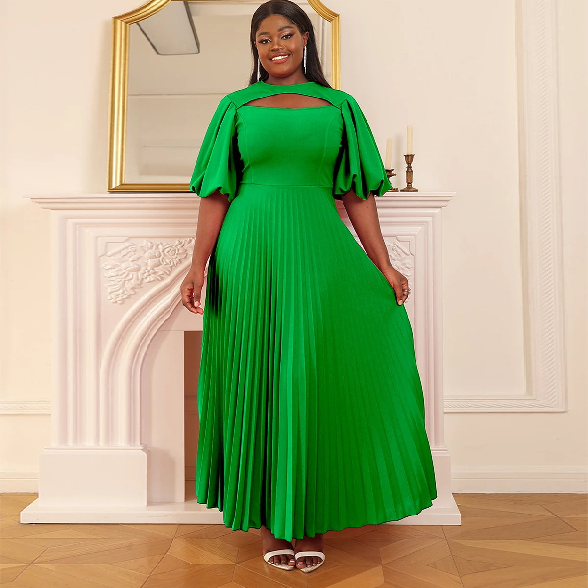 spring new pleated dress Spring New Pleated Church Dresses Oversized Wedding Lady Cocktail Dress