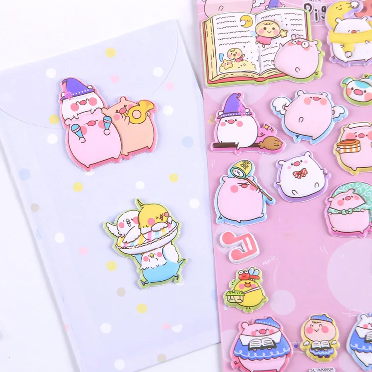 
 Пользовательская печать, недорогой декор для блокнота, высечка, 3d мультфильм, Eva пена, пышная наклейка для детей  