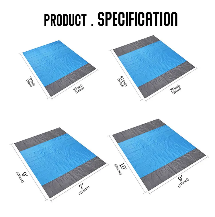 Custom Outdoor Foldable Sand Free Oxford Camping Blanket Mat Portable Oversized Folding