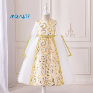 MQATZ New Long Sleeves Kids Collection Formal Middle East Islamic Clothing Soft Ball Gown Dresses with O-Neckline MSL068