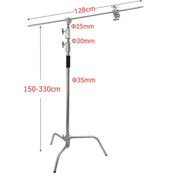 Photo Studio Heavy Duty 3M Load 10kg Light Stand C Type with Boom Arm Head