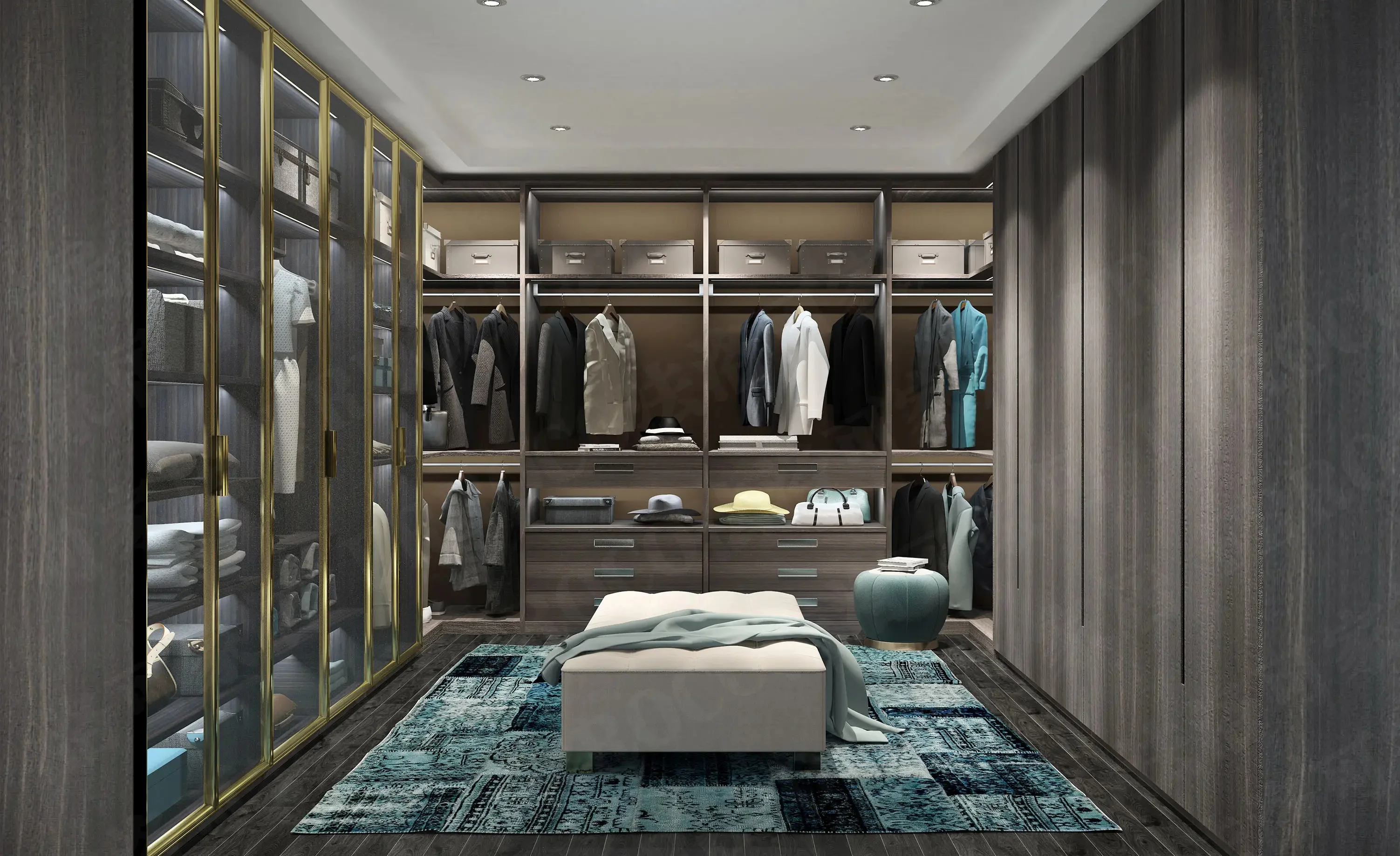 Modern Fashion Design Glass Walk In Closet Bedroom Wardrobe With Led ...