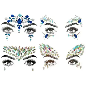 Mermaid Rhinestone Tattoo Face Jewels Glitter Bindi Crystals Rainbow Tears Face Stickers Fit for Festival Party