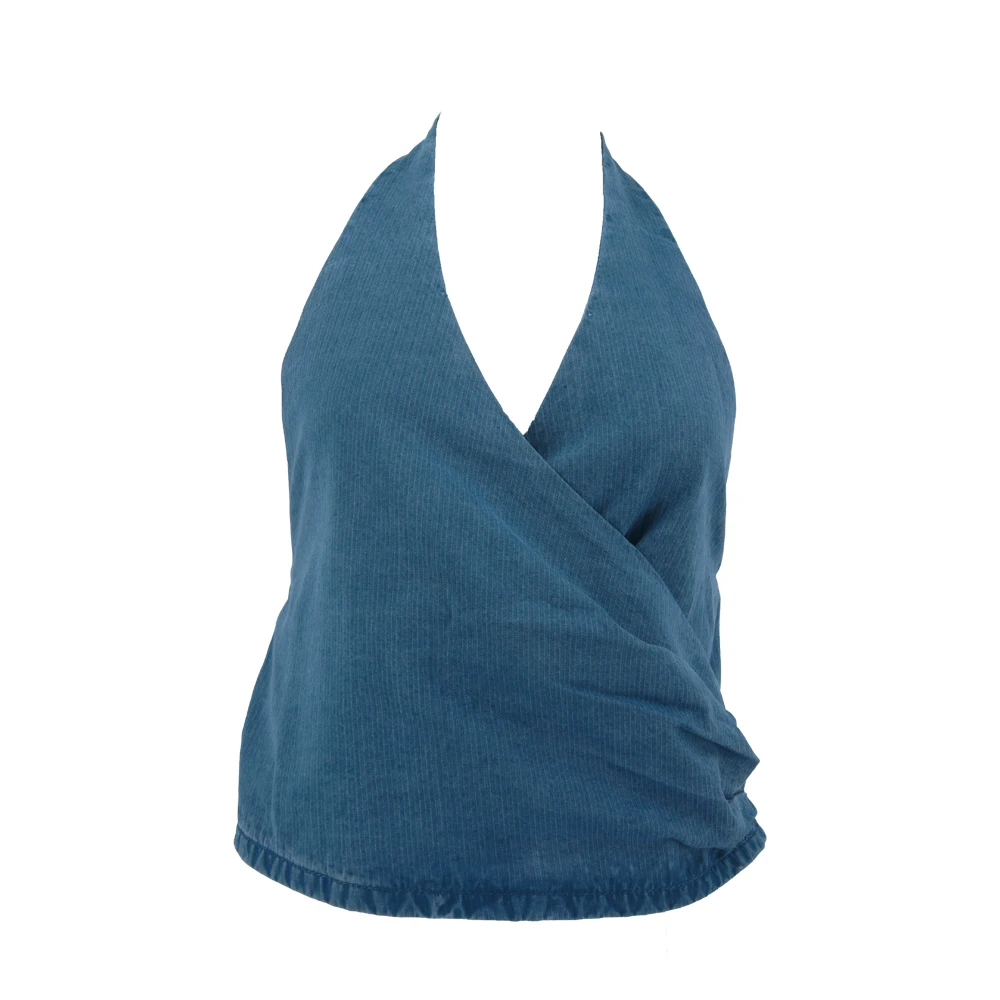 Women's FashionBest-selling Casual and Unique Denim Crop Top and Rope-wrapped Wide-leg Pants Set