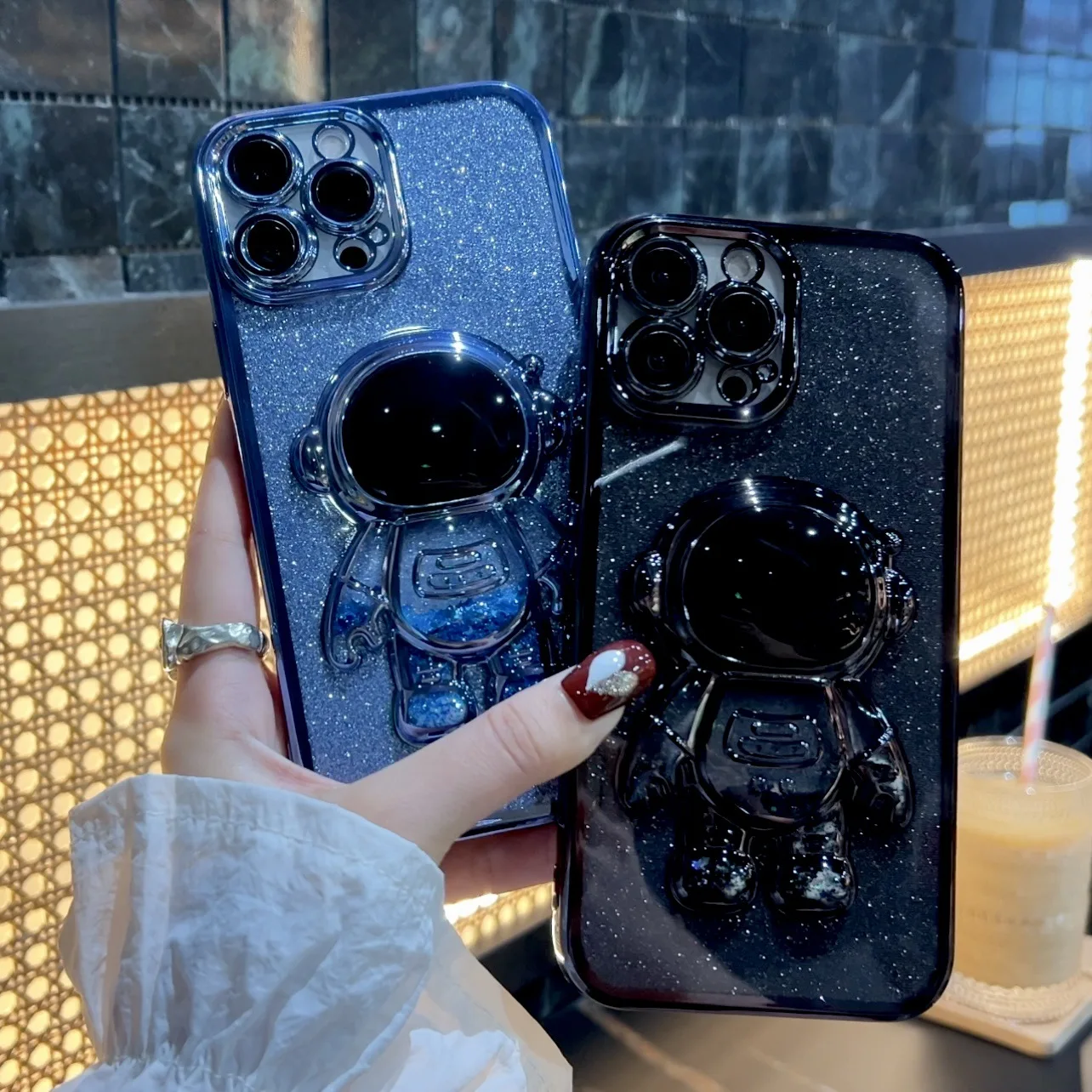 Luxury Plating 3d Glitter Quicksand Astronaut Phone Case For Iphone 11