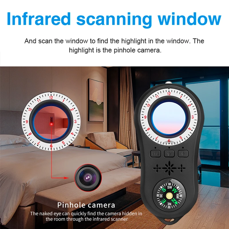 Security Check Infrared Scanner Color Display Hidden Camera Finder for Hotel Rental House Bathroom Fitting Room Personal Alarms
