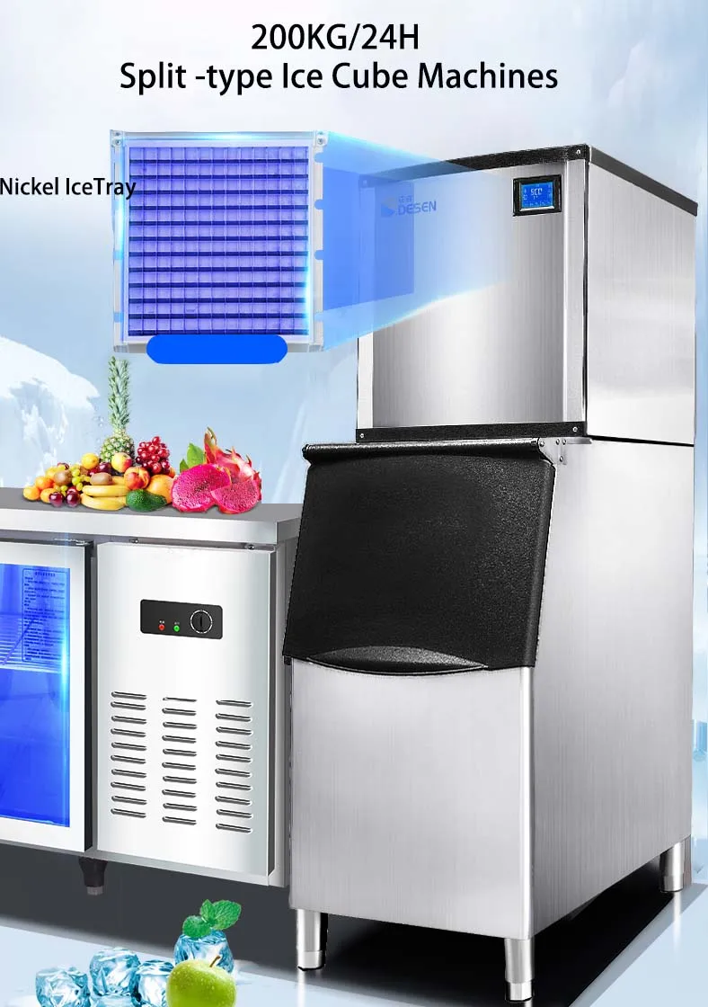 Stainless Steel Ice Maker Machine 200kg/24h Commercial Cube Ice Machine
