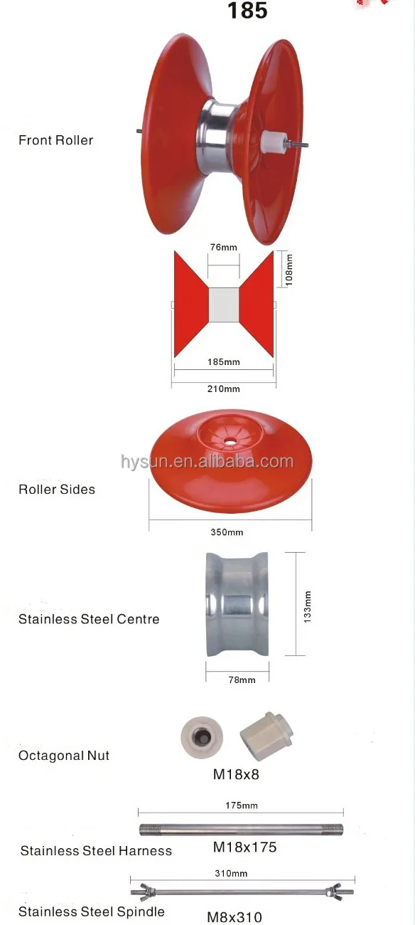 Commercial Squid Red Yellow Front Roller Fishing Mackerel Wheels Front