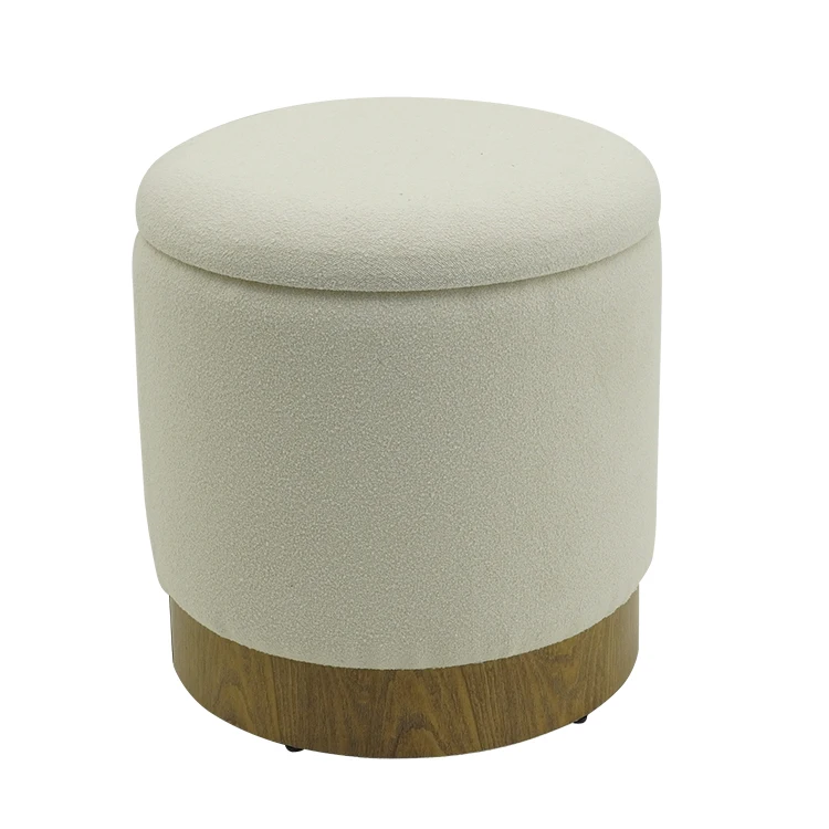 Round Ottoman with Storage Set Velvet Storage Ottoman Stool for Living Room Vanity Stool Dressing Table Stool
