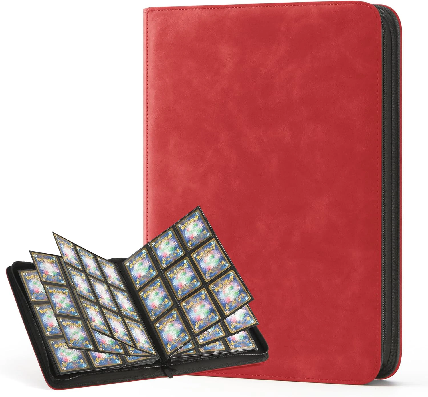 151 PU Leather TCG Game Display Holder case Kpop Photo Sports Zipper Ring  Folder Storage Album Lorcana Trading Card Binder Book