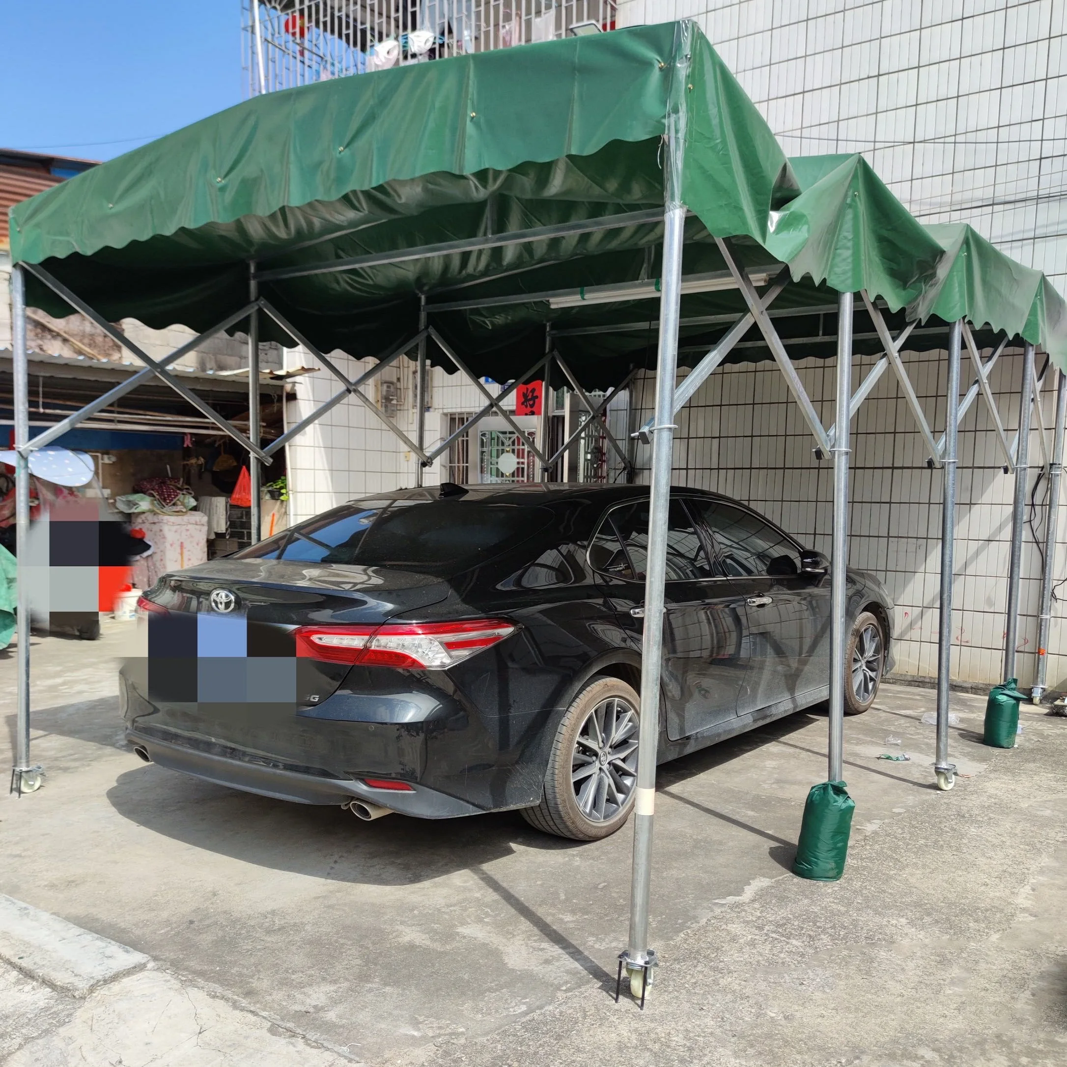 Movable and Fixed Tents for Outdoor Car Shade Parking Lot with PVC Scratch Proof Fire-proof Cloth and Galvanized Steel Frame