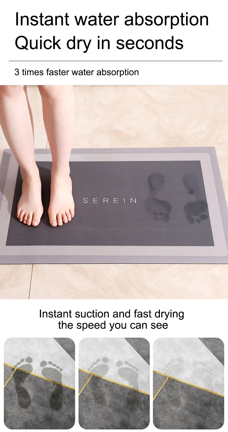 Best Selling Strong Absorbent Non-Slip Bathroom Mat Easy-to-Clean Living Kitchen Cushioned Foam Low Carpet Rug Hallway Dining manufacture